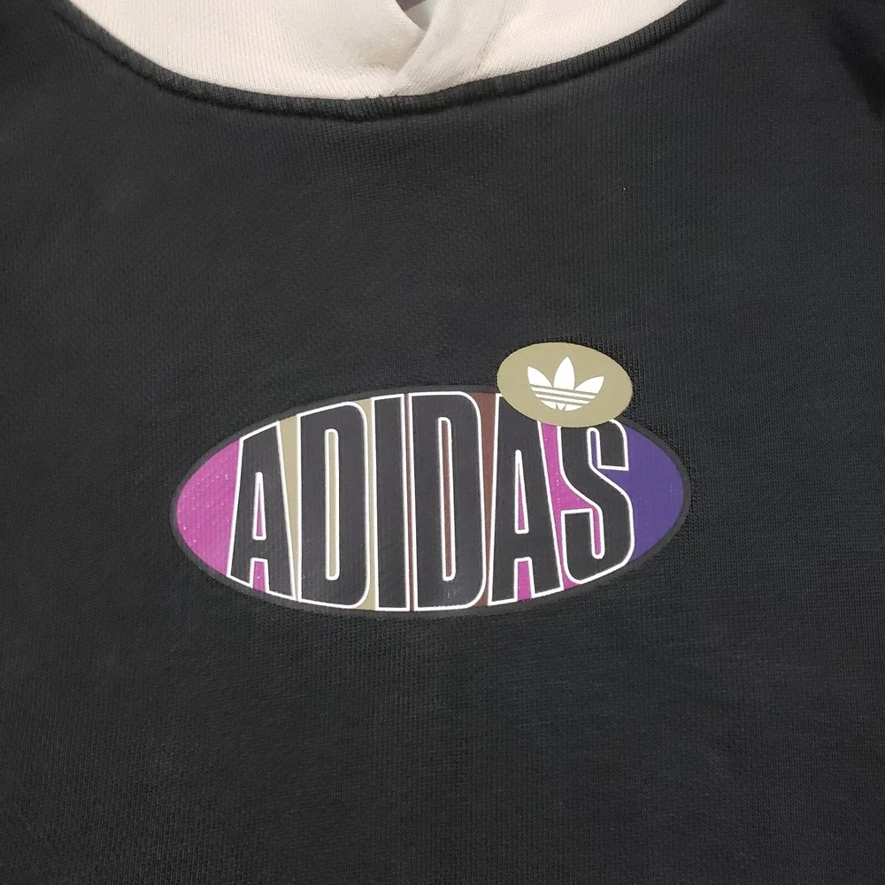 Adidas Sweater Mens Small Black Brown Colorblock Hoodie Sweatshirt Logo Adult‎